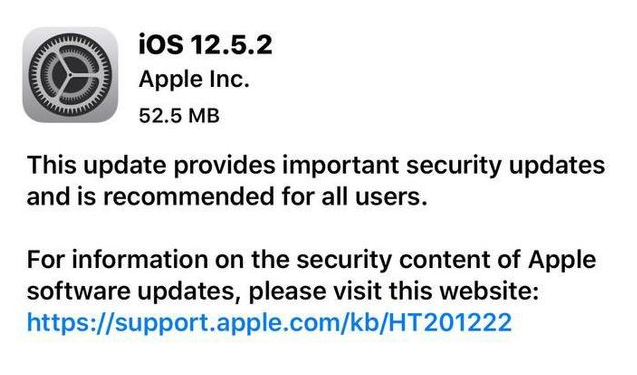 柯城苹果手机维修分享iOS12.5.2发布，建议所有老苹果用户安装 